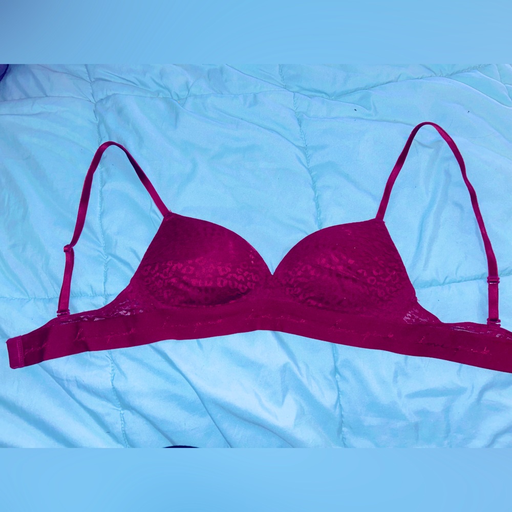 PINK Victorias Secret Lightly lined Wear Everywhere Maroon Lace Bra ❤️ SIZE 34 B